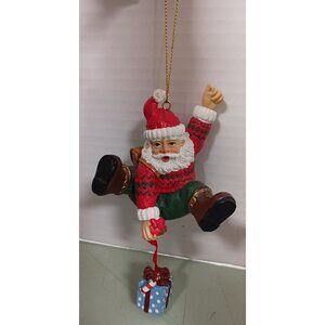 Vintage Santa Ornament Resin 5" Tall